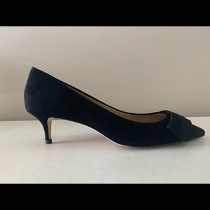 Ann Taylor Black Suede Reese Bow Pump